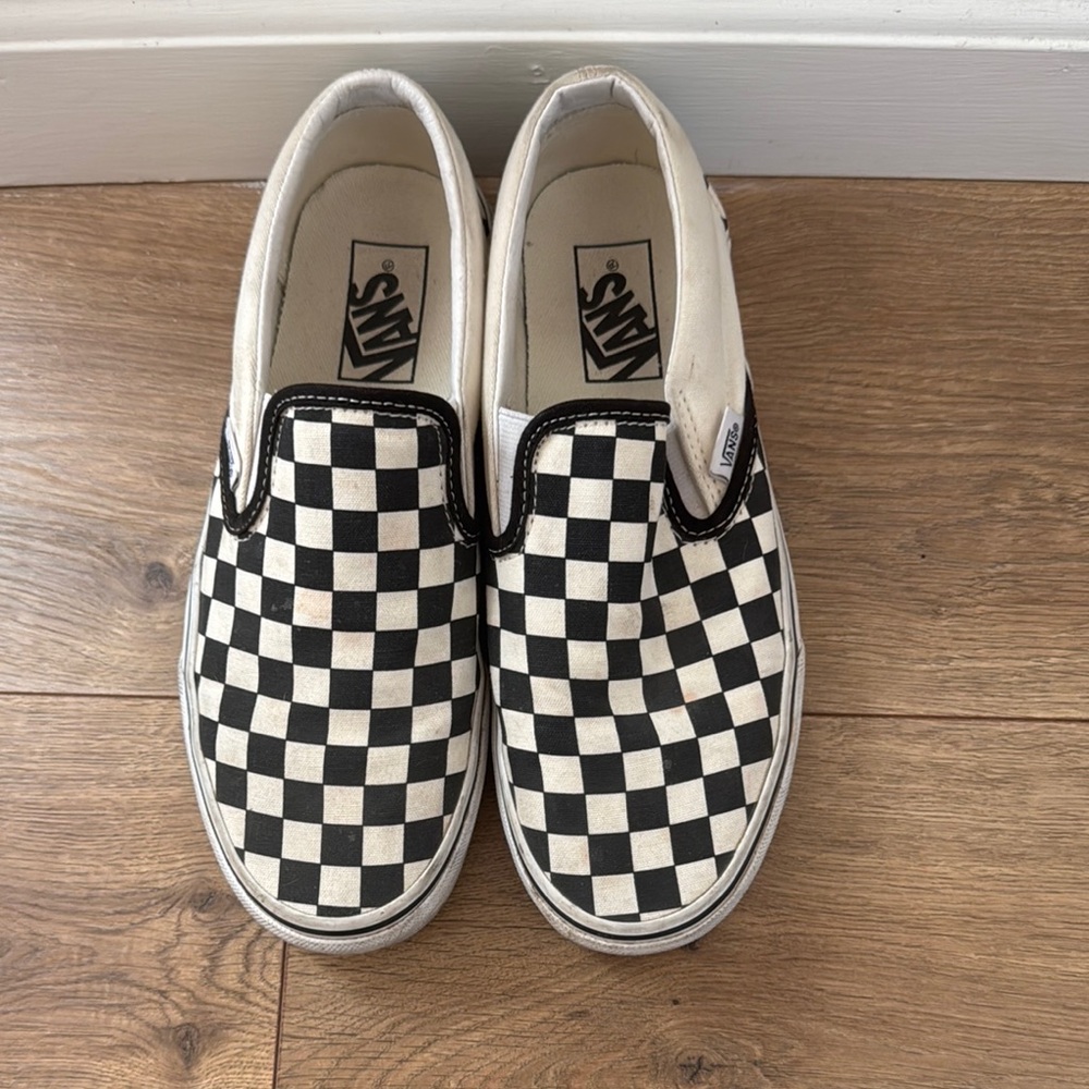 Women’s Vans Black and White Checkerboard Slip-On Sneakers